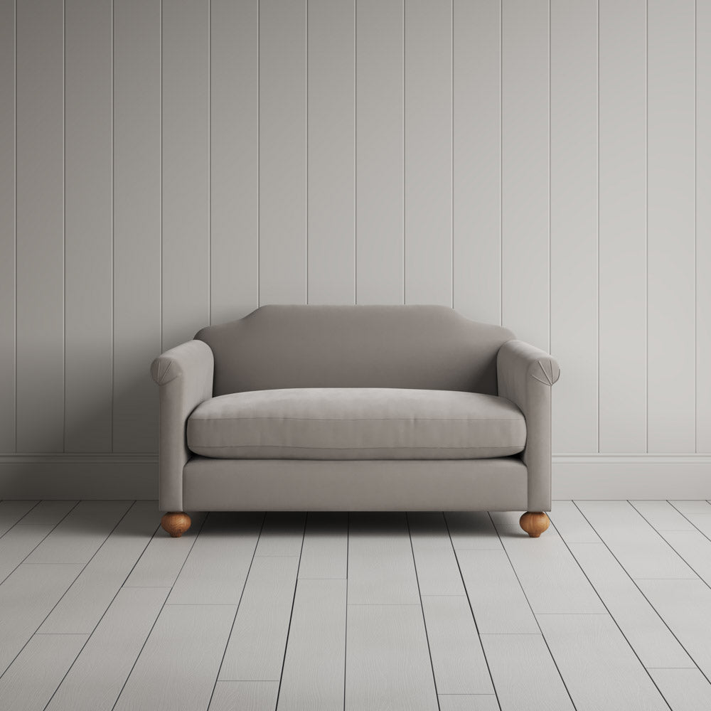  Dolittle Big Love Seat in intelligent velvet moonstone, front view by Nicola Harding. 