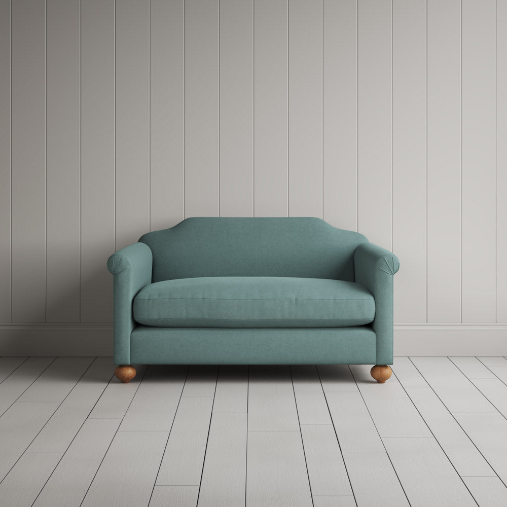  Dolittle Big Love Seat in laidback linen cerulean, front view by NiX. 