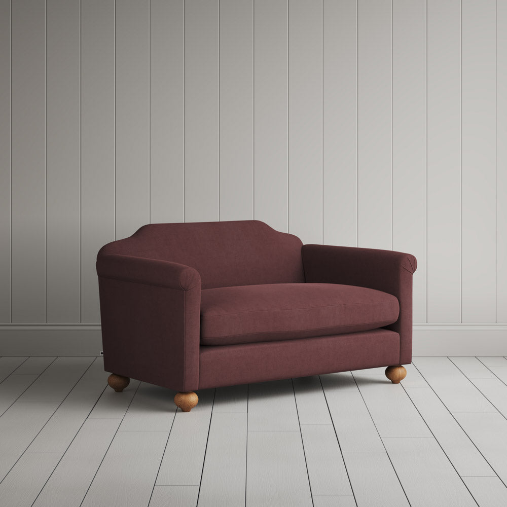  Dolittle Big Love Seat in laidback linen damson, angled view by NiX. 
