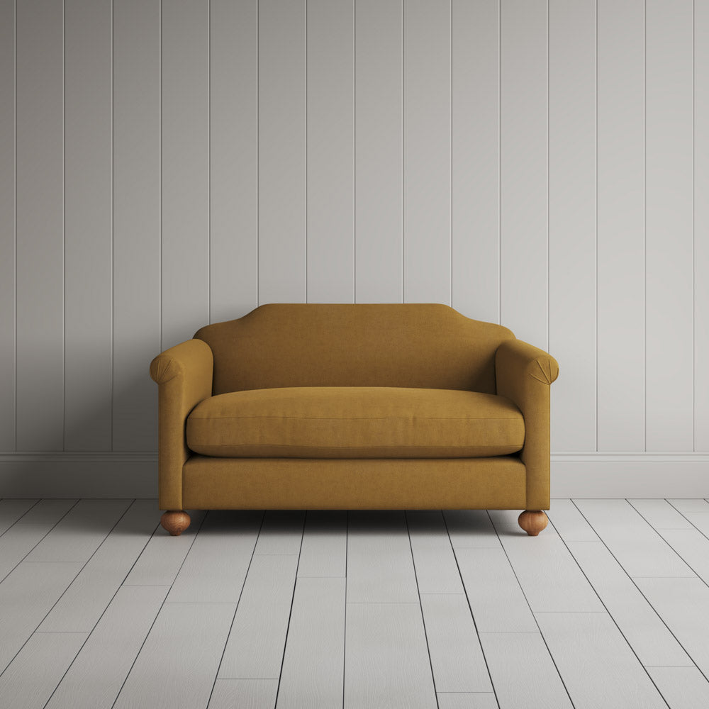  Dolittle Big Love Seat in laidback linen ochre, front view by NiX. 