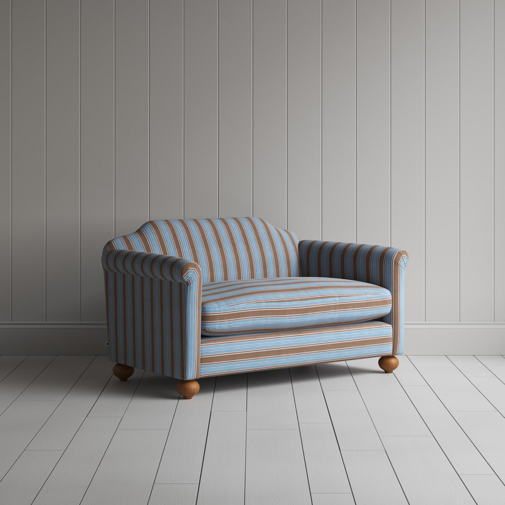  Dolittle Big Love Seat in blue regatta cotton, angled front view by NiX. 