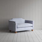 Dolittle Big Love Seat in aqua brown ticking cotton, angled view by NiX.