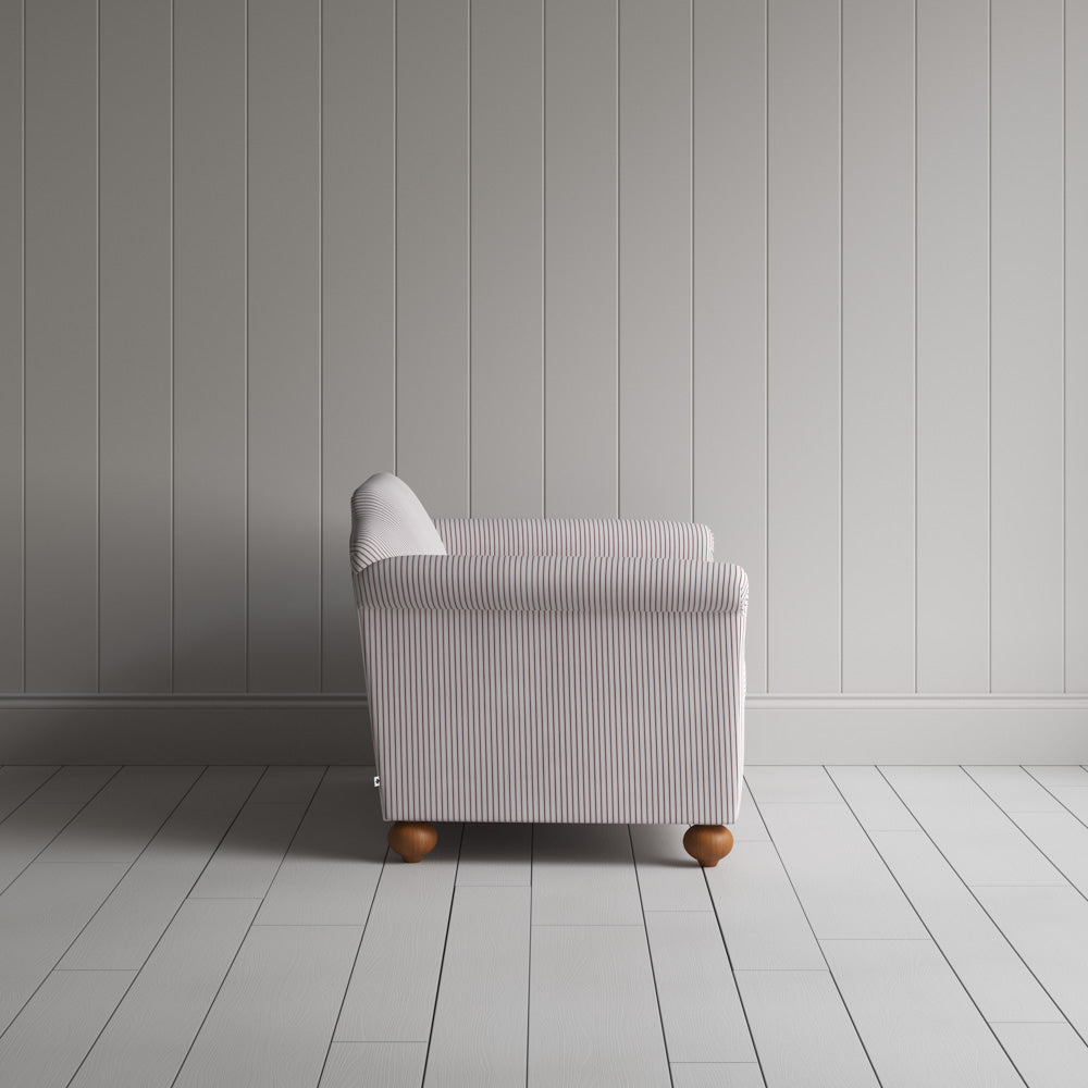 Dolittle Big Love Seat berry ticking cotton, side view by NiX.