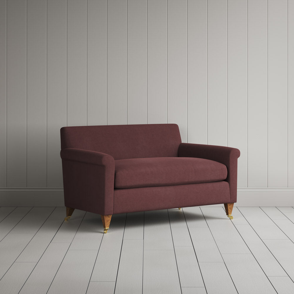  Angled view of the BIG LOVE seat in Damson Laidback Linen by Nicola Harding. 