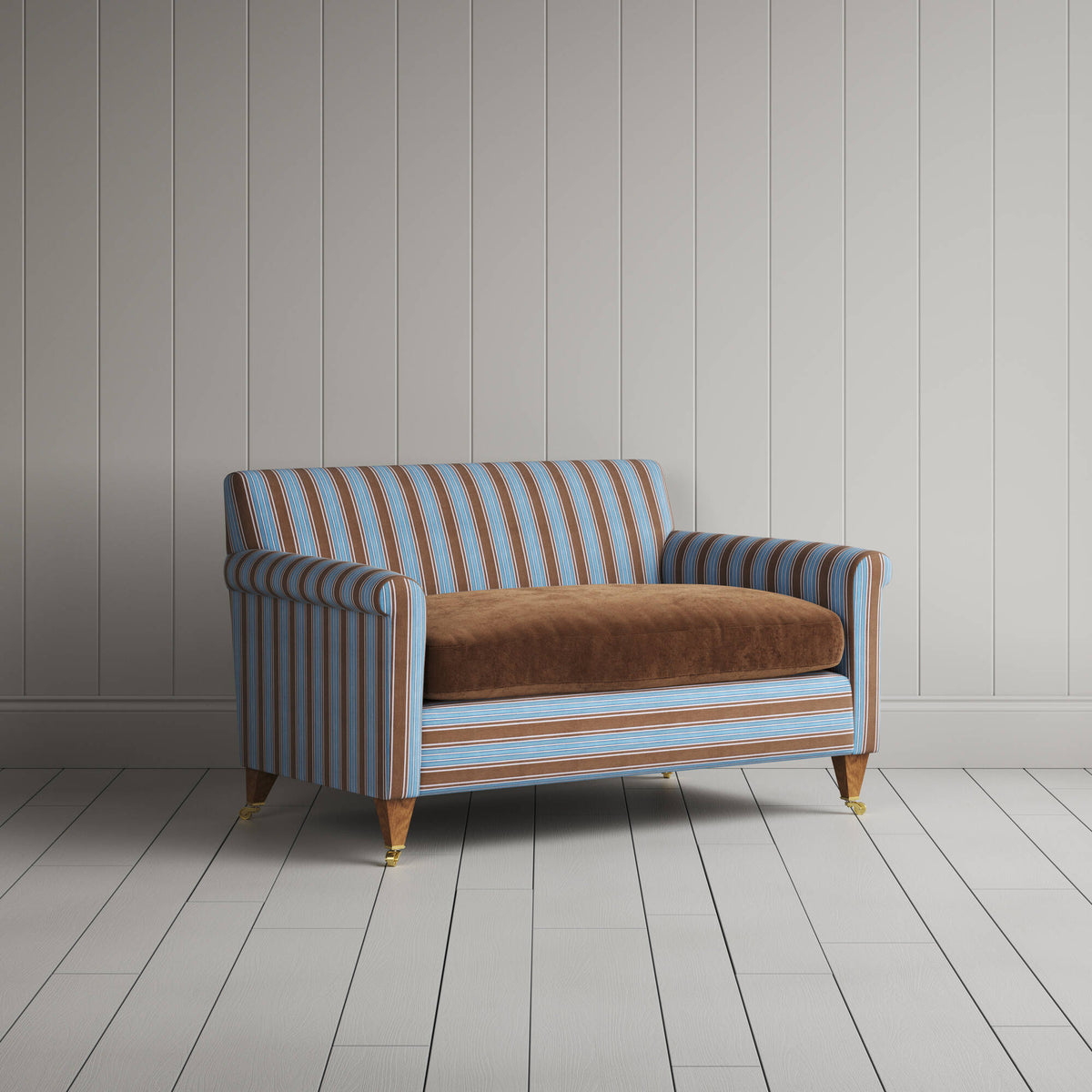 Angled view of the Regatta Blue Idler love seat by NiX