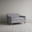 Angled perspective of the blue Regatta cotton love seat by Nicola Harding.