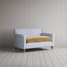 Angled view of the Ticking Aqua Brown Idler love seat by NiX