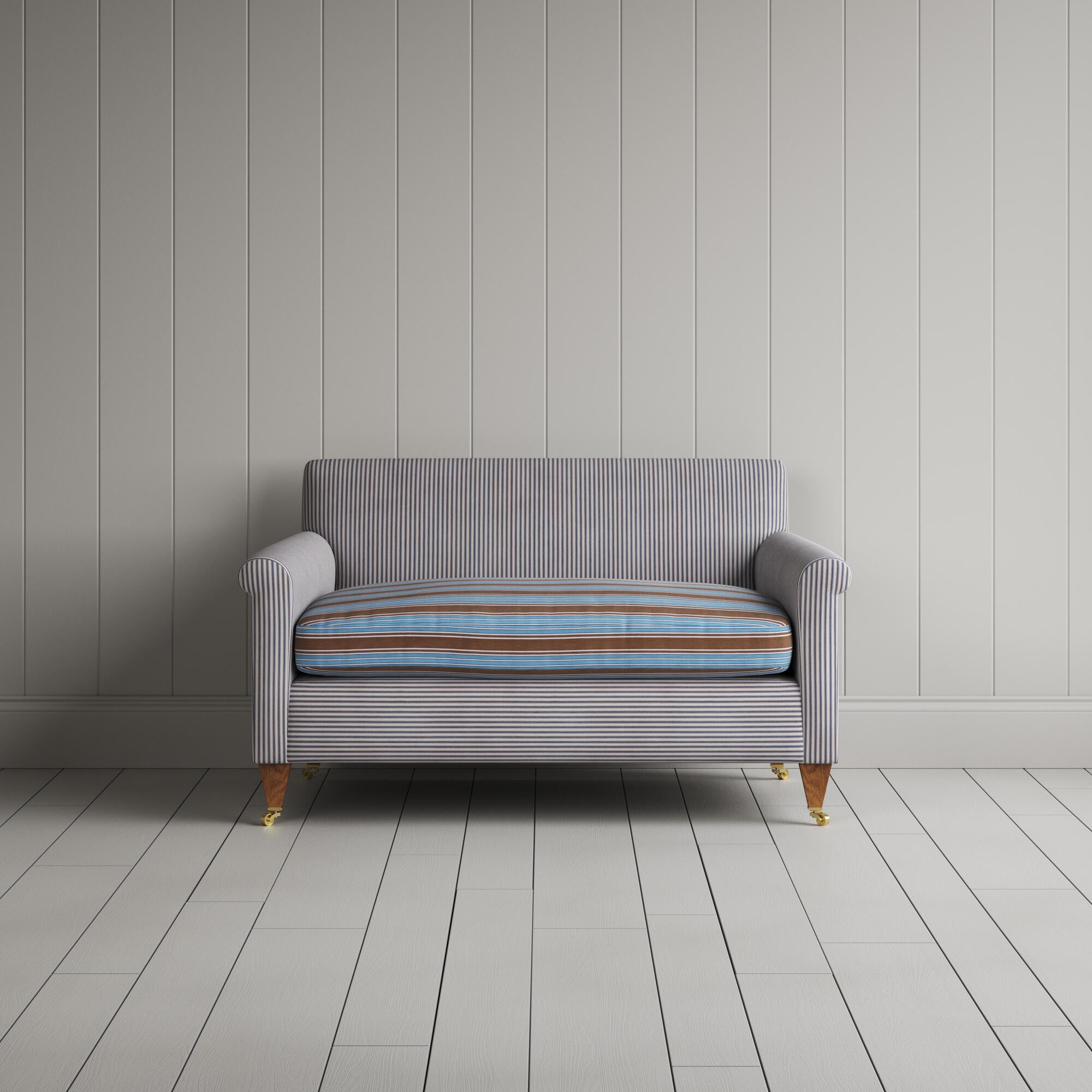  Idler BIG LOVE Seat in Ticking Blue Brown Frame and Regatta Blue Seat 