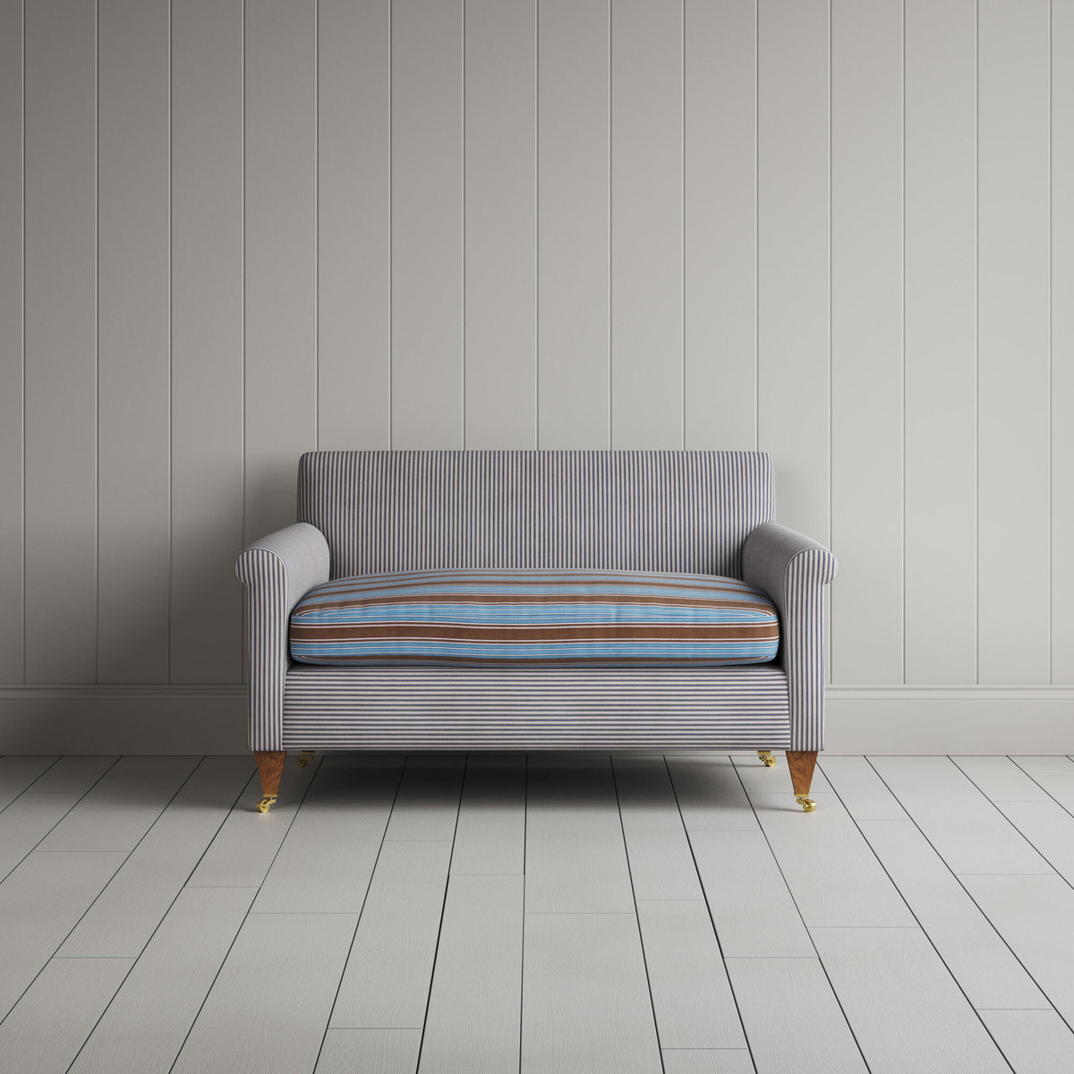 Idler BIG LOVE Seat in Ticking Blue Brown Frame and Regatta Blue Seat