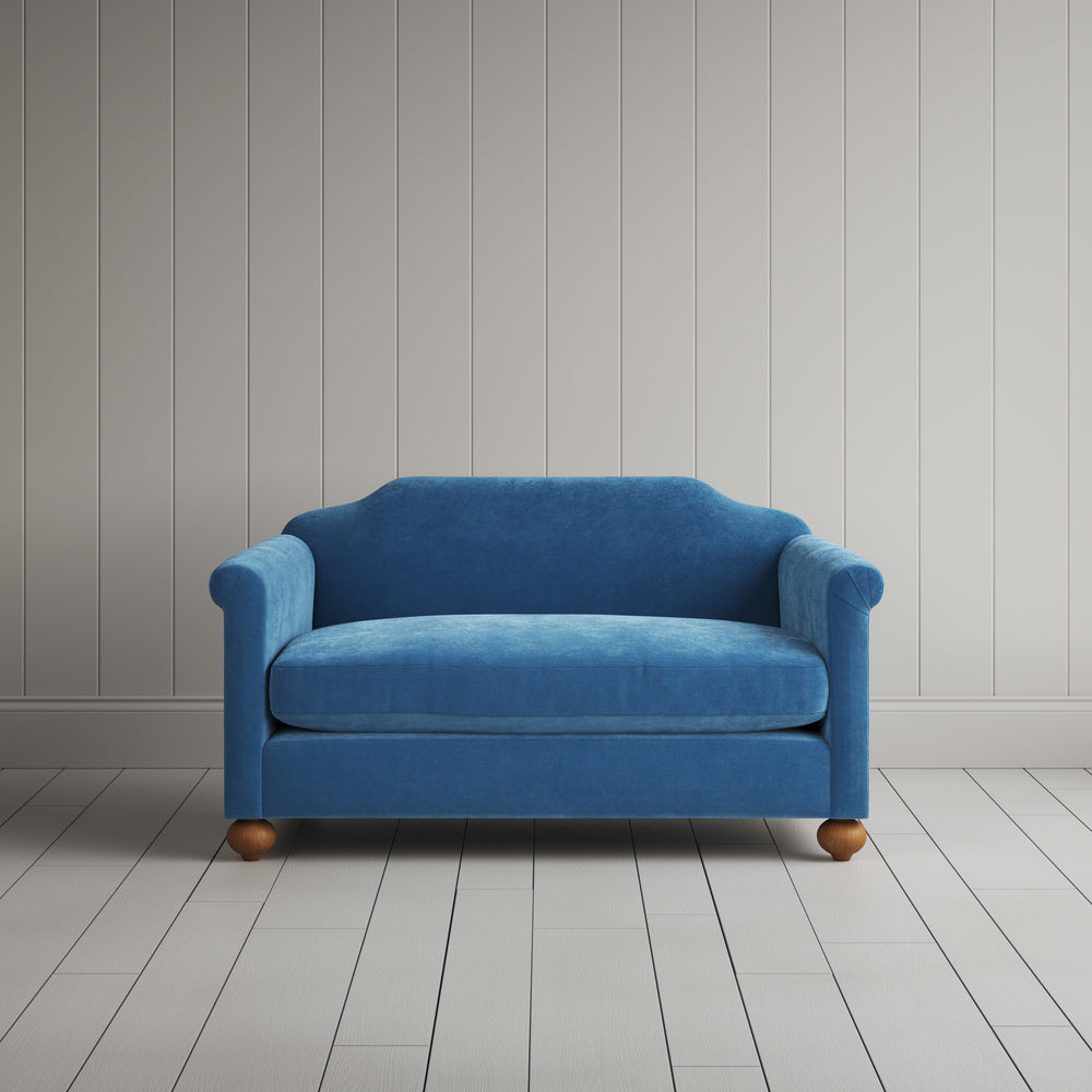 Dolittle big love seat in Harbour Blue Classic Corduroy, a navy UK handmade snuggler sofa.