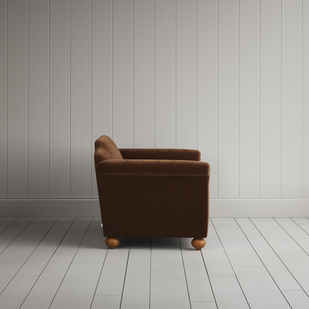  Side profile of the Tobacco corduroy Dolittle love seat 