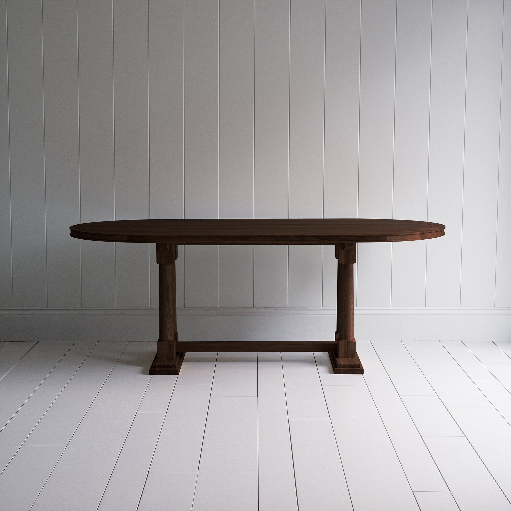  Side View of Tuck In Oval Dining Table in Oak 
