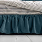 Cloud Nine Upholstered Bed in Intelligent Velvet Aegean with Ruffled Valance