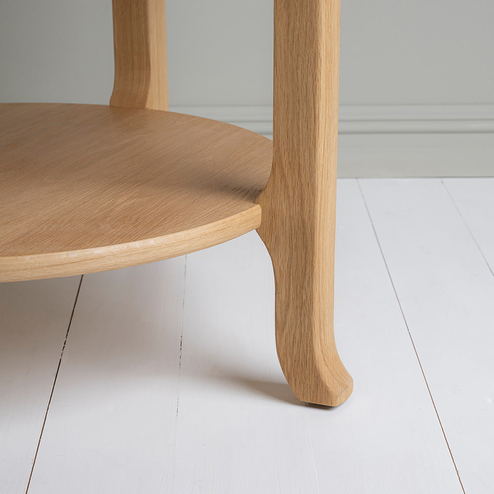 Leg Design closeup of Perk Coffee Table, Oiled Oak - By Nicola Harding & Co.