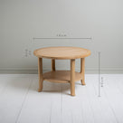 Dimensions of Perk Coffee Table, Oiled Oak Height 50cm, Width 75cm and Shelf thickness 3cm - By NiX