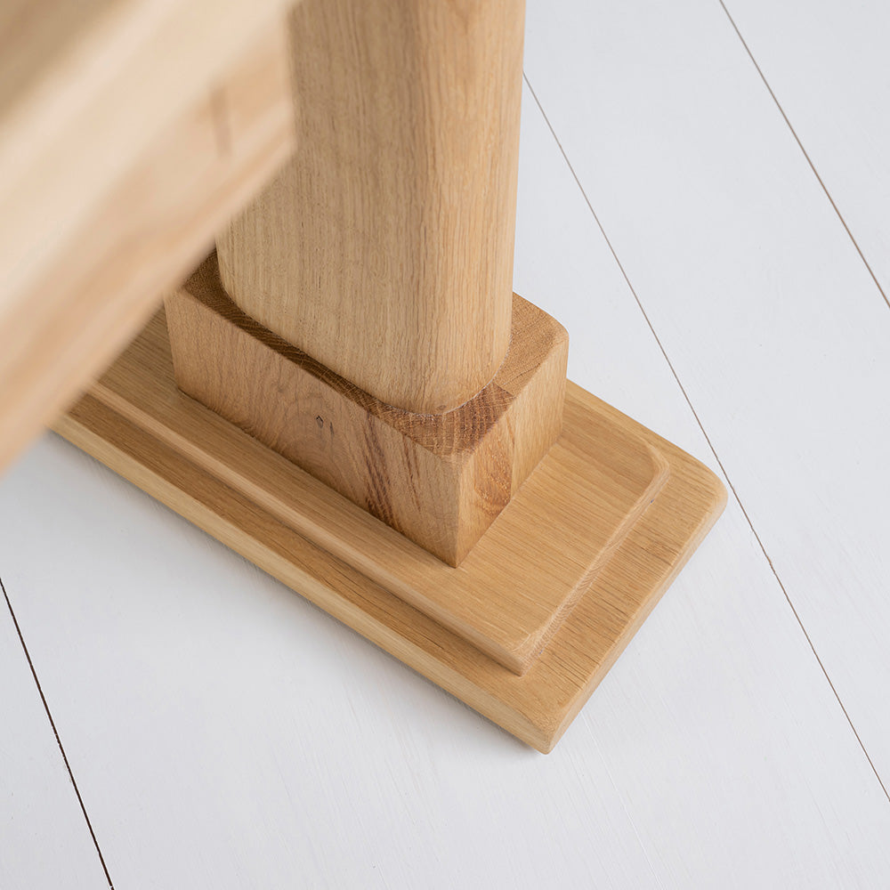  Foot Base Design Closeup of Keepsake Console Table, Oiled Oak - Nicola Harding 