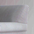 Curtain Call Sofa, in Ticking Blue Brown With Arm and Back Design Closeup - NiX