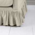 Focus on the romantic pleated linen lower trim crafted by Nicola Harding design.