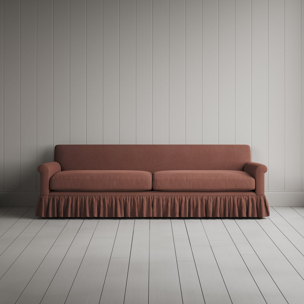  Front View of Curtain Call 4 Seater Sofa in Laidback Linen Sweet Briar 
