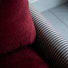 End-of-the-Line - Comfort Zone 3 Seater Sofa in Ticking Blue Brown Frame & Laidback Linen Midnight Seat