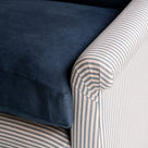 End-of-the-Line - Comfort Zone 3 Seater Sofa in Ticking Blue Brown Frame & Laidback Linen Midnight Seat