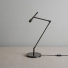Focused Table Lamp Base in Waxed Brass, With Bulb Holder, and Twisted Fiber Cable - Nicola Harding