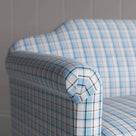 Dolittle Big Love Seat blue brown cotton armrest detail shot by NiX.