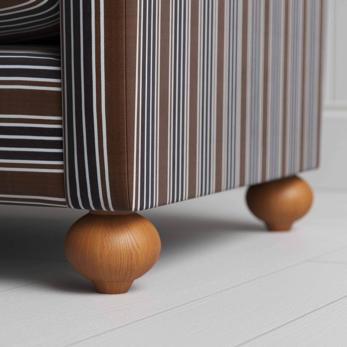 Dolittle in Regatta Cotton, Charcoal, Wooden Feet Design Closeup - Nicola Harding