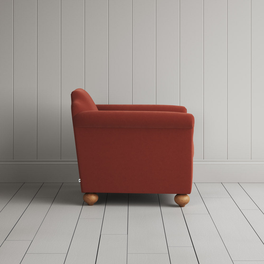  Side View of Dolittle Armchair in Intelligent Velvet Sienna 