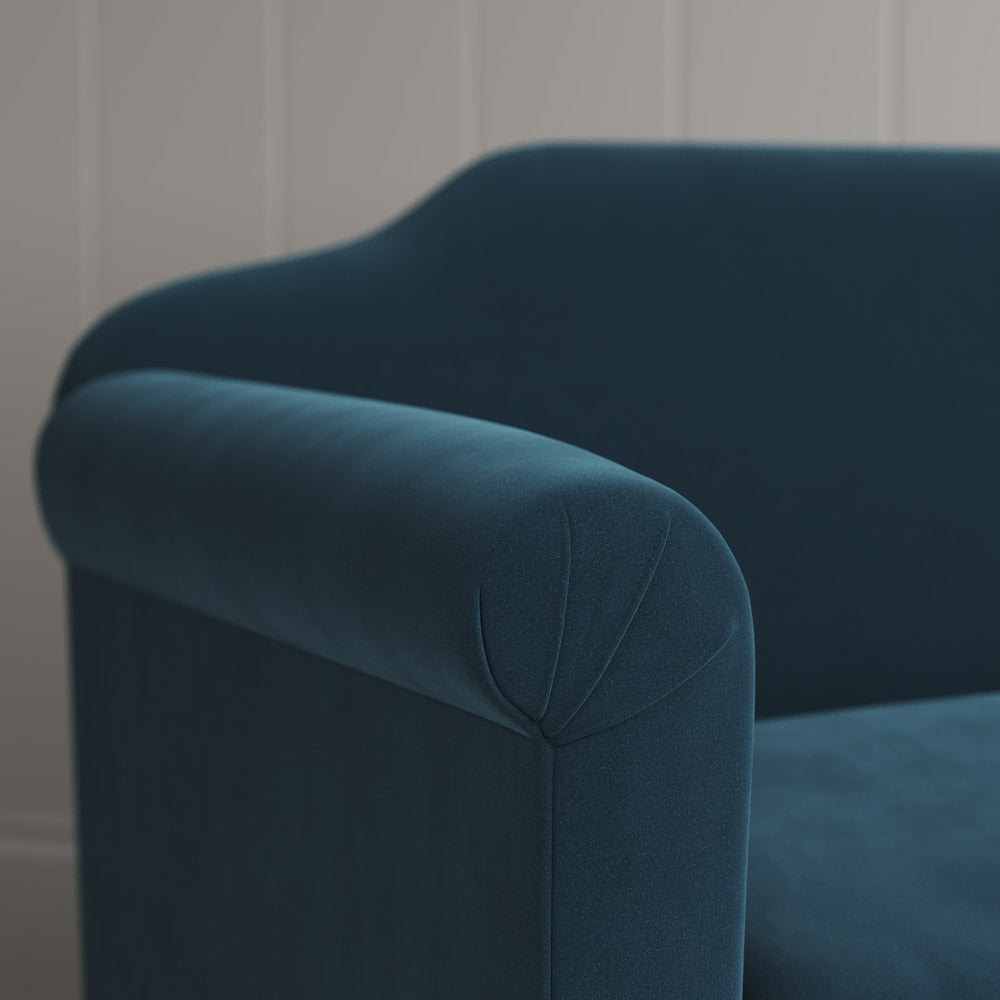  Arm close up of Dolittle 4 seater Sofa in Intelligent Velvet Aegean 