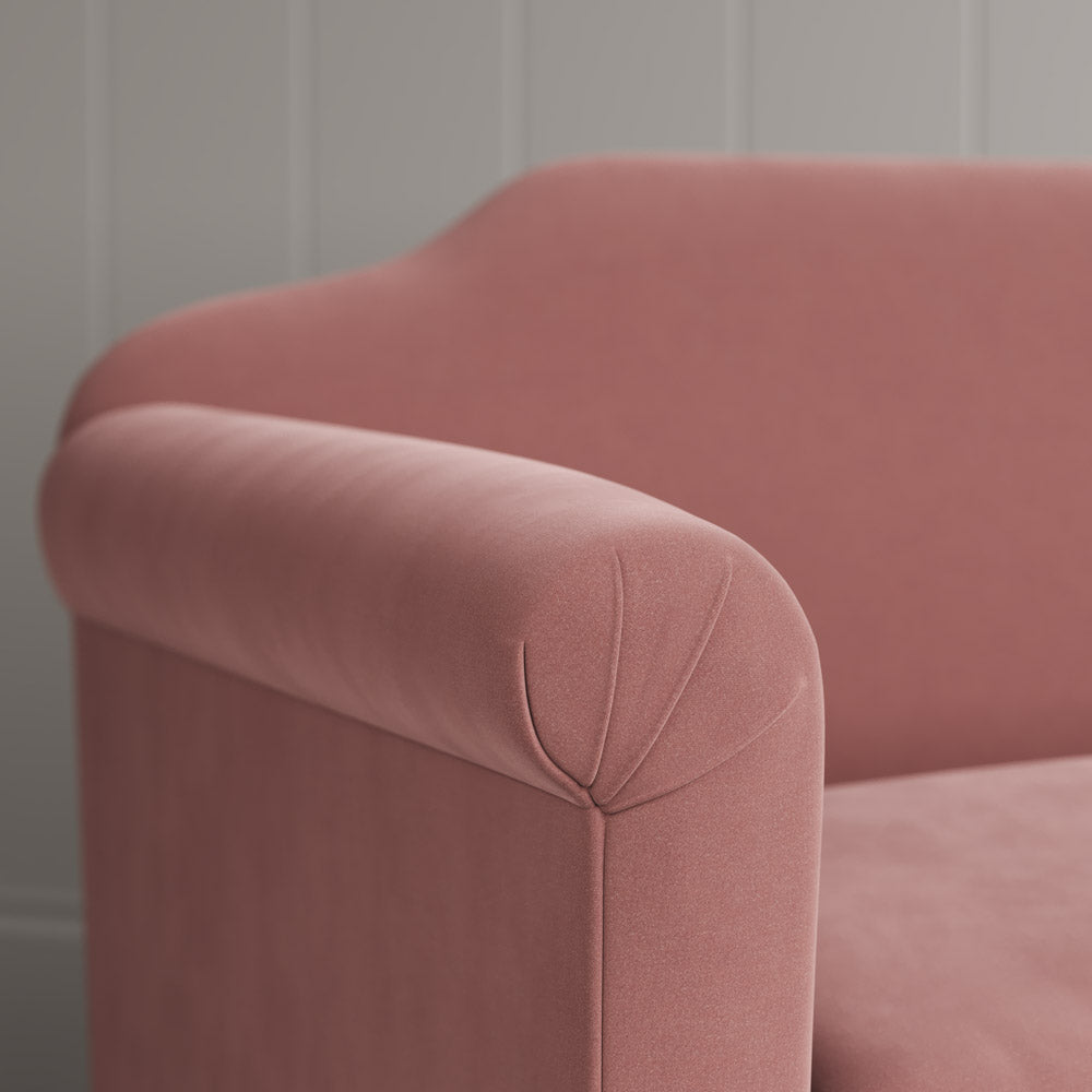 Dolittle Big Love Seat rose velvet armrest detail shot by Nicola Harding.