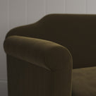 Dolittle Big Love Seat seaweed velvet armrest detail shot by Nicola Harding.