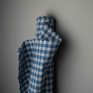 Idler Love Seat in Well Plaid Cotton, Blue Brown - Nicola Harding