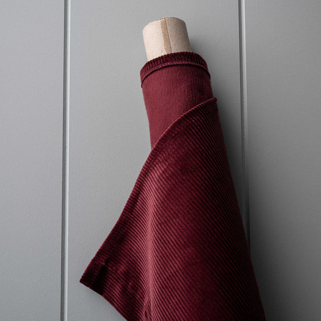  Roll of Cherry Classic Corduroy fabric for bespoke Nicola Harding upholstery. 