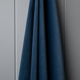 Draped Classic Corduroy Harbour Blue seat fabric by Nicola Harding