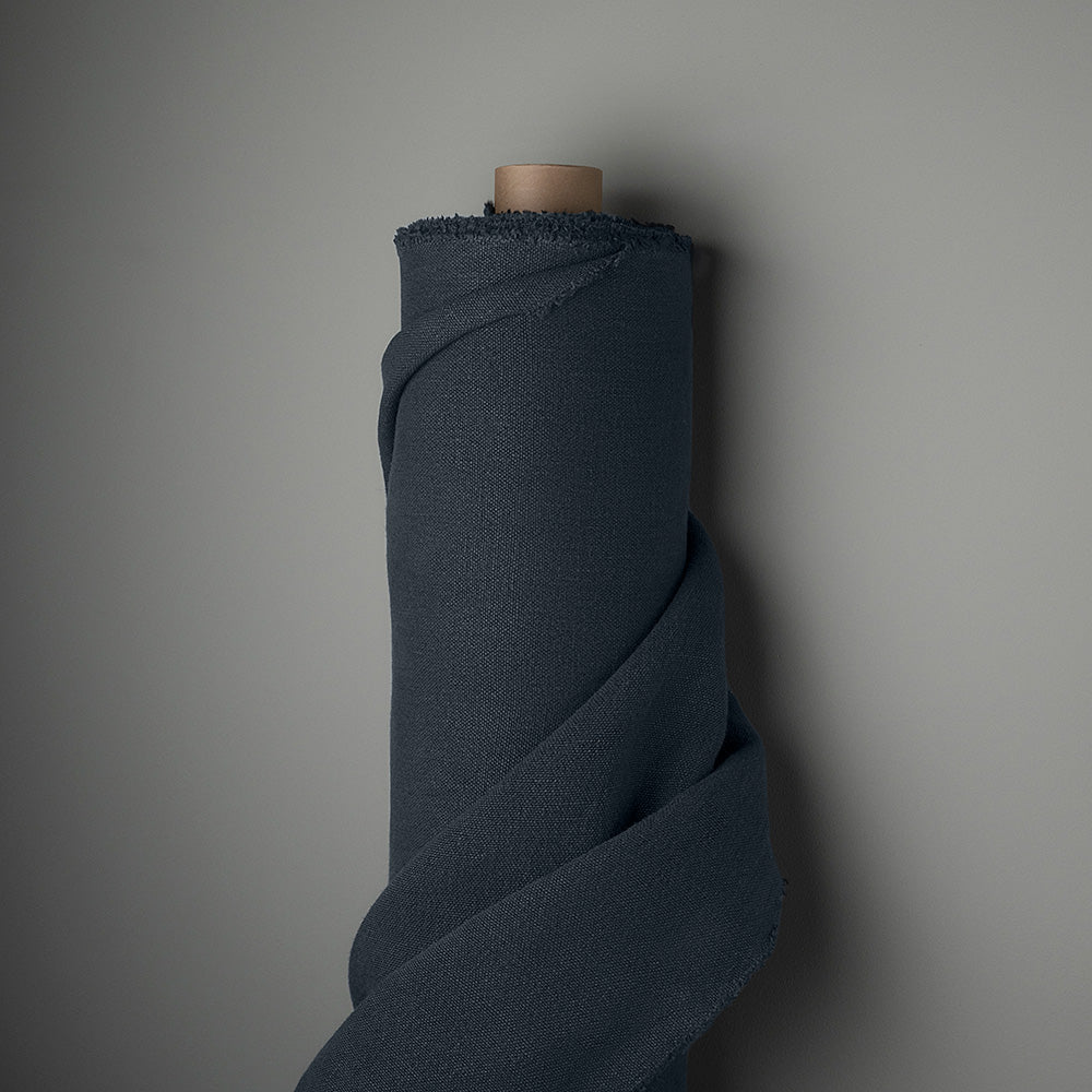  Fabric roll of Midnight blue linen by Nicola Harding. 