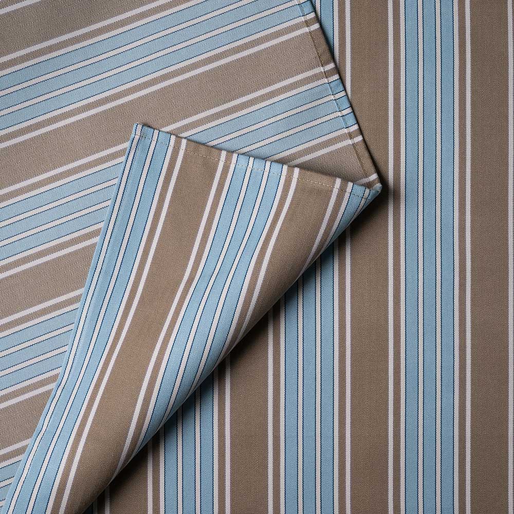  Detailed view of folded blue Regatta cotton material by Nicola Harding. 