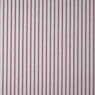Close-up of Berry ticking cotton fabric with a flat-lay presentation highlighting the refined weave.