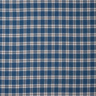 Flat-lay of the textured blue brown plaid cotton material used in Nix upholstery designs.