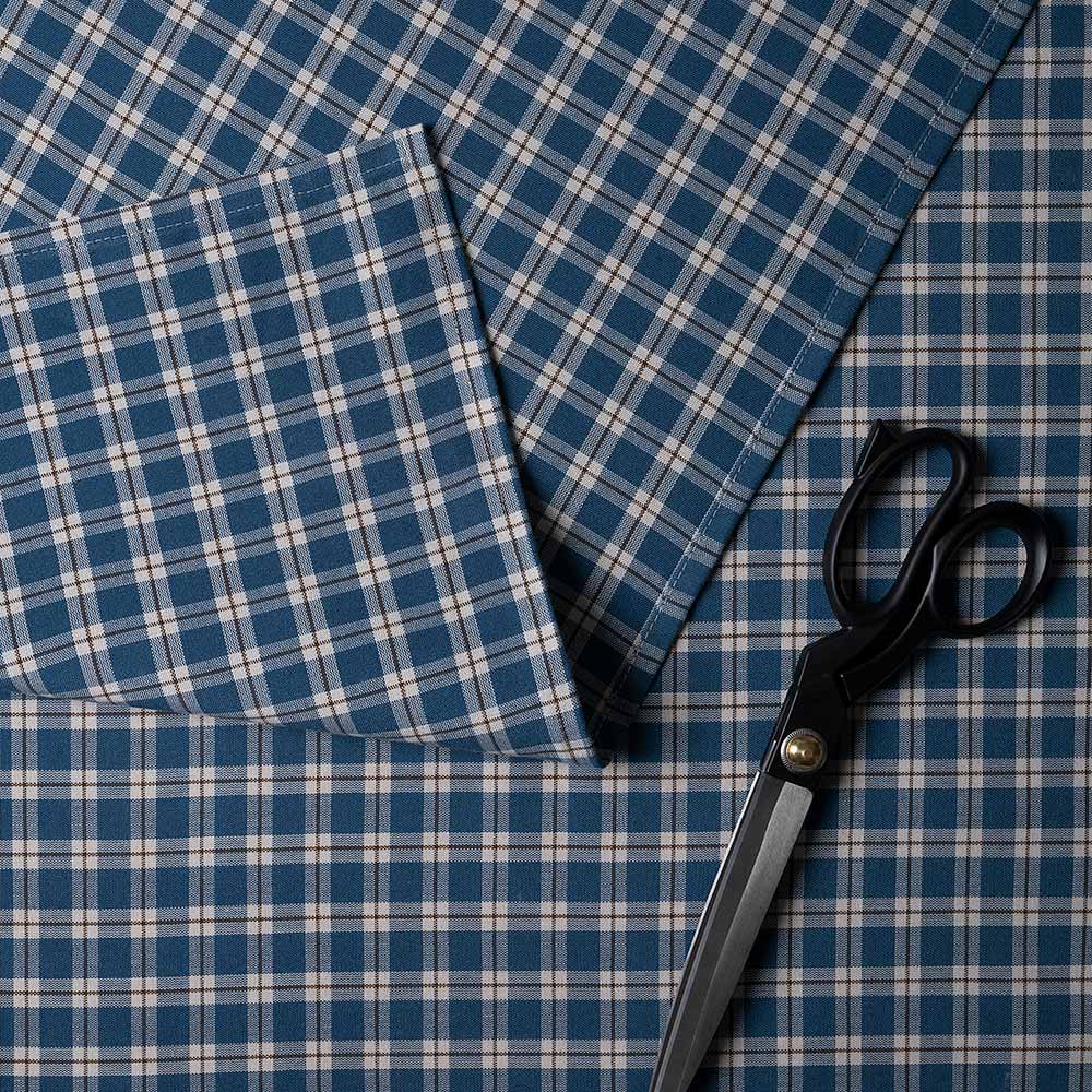  Well Plaid Cotton, Blue Brown Fabric With Scissor - Nicola Harding 
