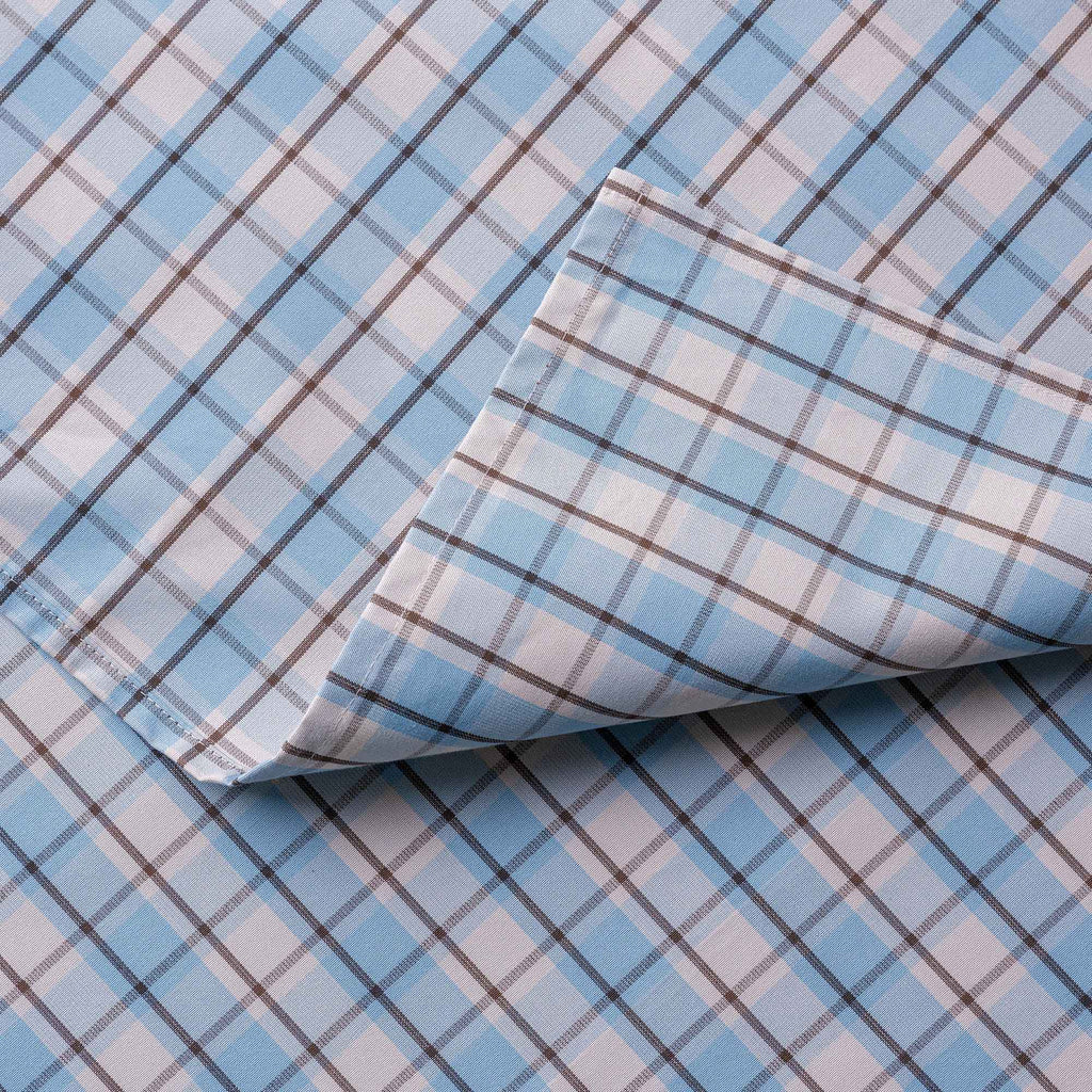  Square Deal Cotton, Blue Brown, Fabric - Nicola Harding 