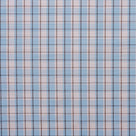 Closeup detail of the flat-weave Square Deal Cotton Blue Brown texture by NiX.