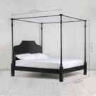 Dimensions of Folly Four Poster Bed in Jet Black, King Size Height 210cm, Width 165cm, and Length 216cm