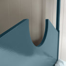 Headboard Design Closeup of Marine blue Four Poster Bed - By Nicola Harding & Co.