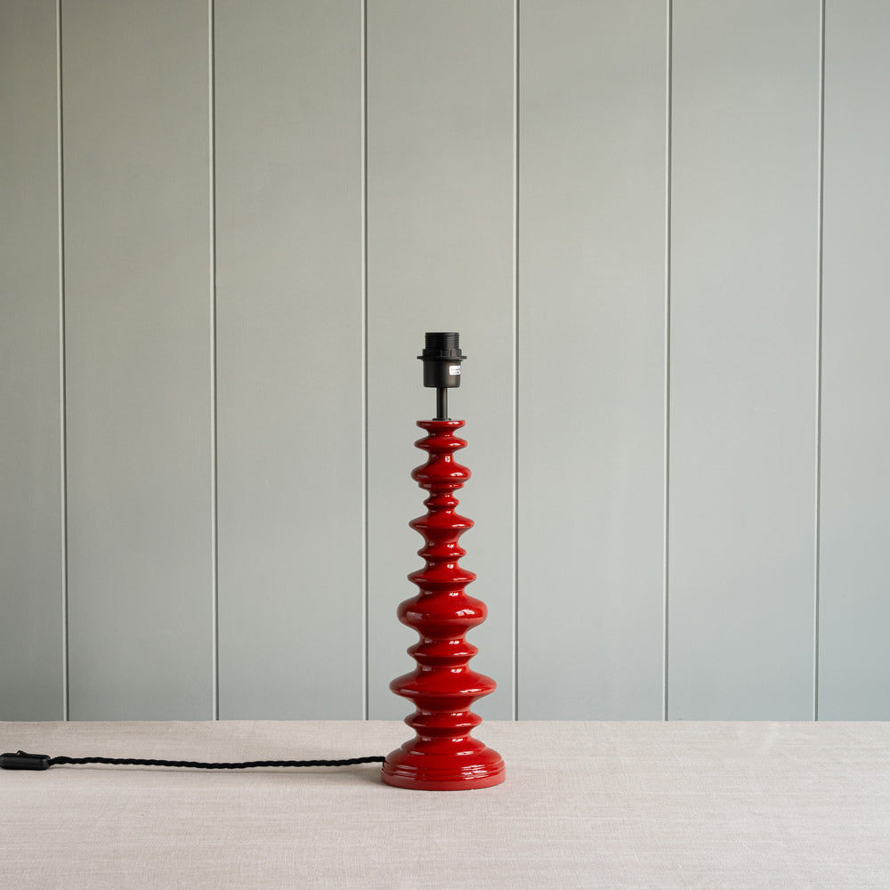image of Good Turn Wooden Table Lamp Base in Scarlet Red