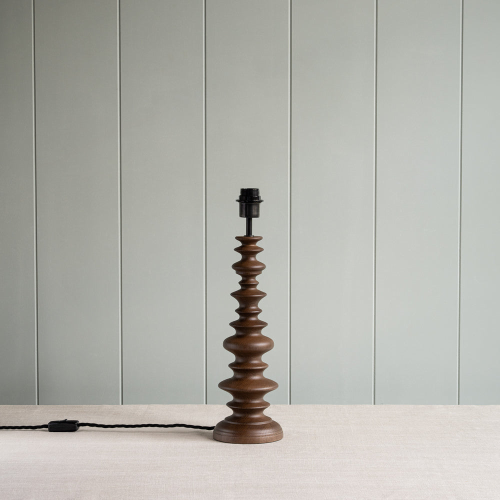Good Turn Wooden Table Lamp Base in Smoky Oak