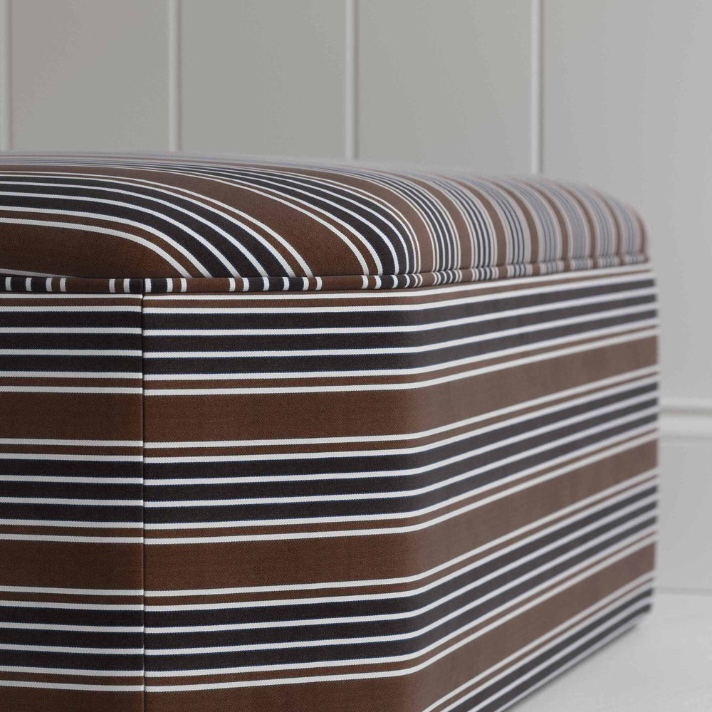 Design Closeup of Ottoman in Regatta Cotton, Charcoal - Nicola Harding