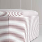 Design Closeup of Hither Hexagonal Ottoman in Ticking Cotton, Berry - Nicola Harding