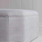 Design Closeup of Ottoman in Ticking Cotton, Blue Brown - NiX