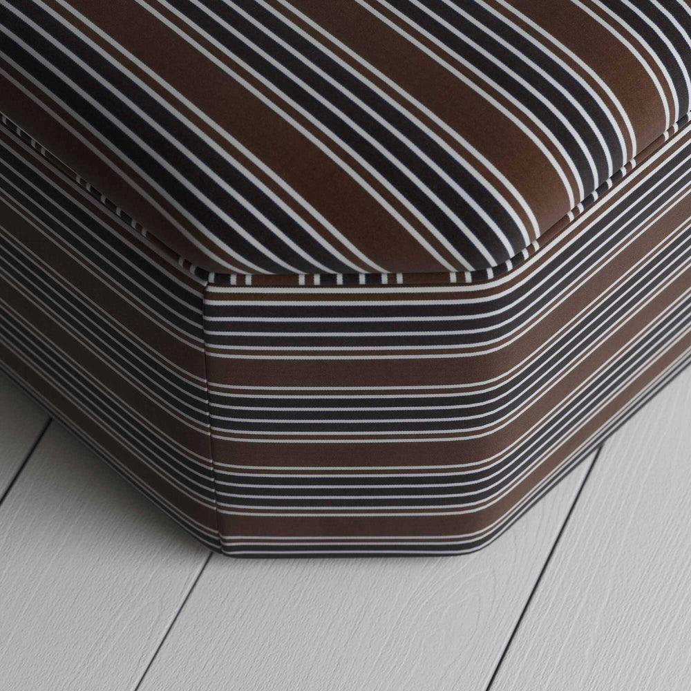 Top View of Ottoman in Regatta Cotton, Charcoal - By Nicola Harding